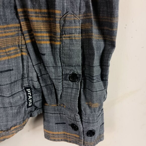 prAna Broderick Shirt Mens M Blue Striped Gorpcore Outdoor Casual Button Down - Picture 5 of 6